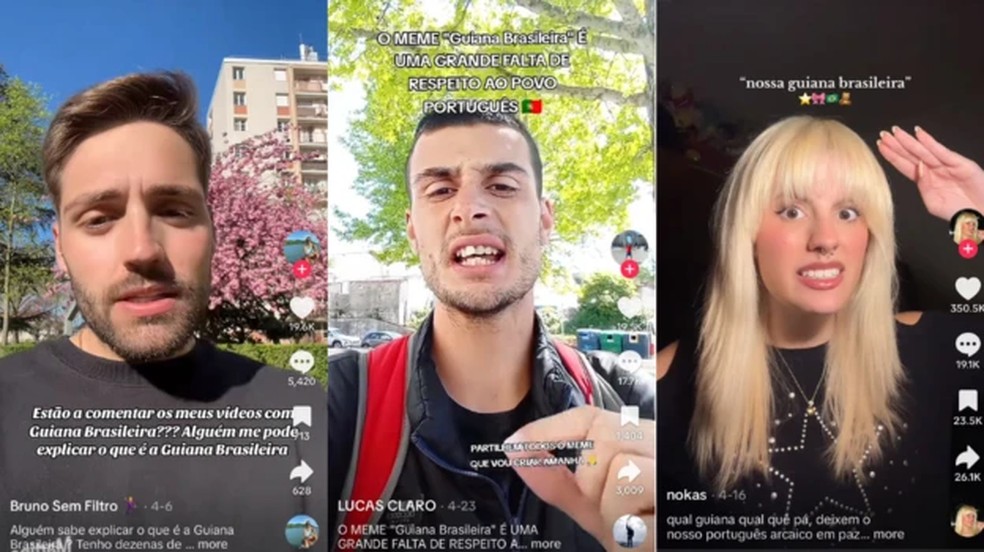 Nas redes sociais， portugueses reagiram aos memes — Foto: Reprodução/ TikTok