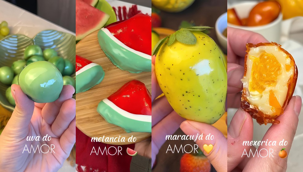 Receita ganhou verões com uvas， kiwis， mexericas， maracujá e outras frutas — Foto: Nanda Vasconcelos