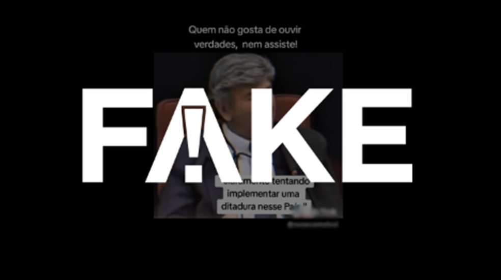 É #FAKE que Fux disse que ministros do STF a favor de condenar Bolsonaro tentam 'implementar ditadura' — Foto: Reprodução
